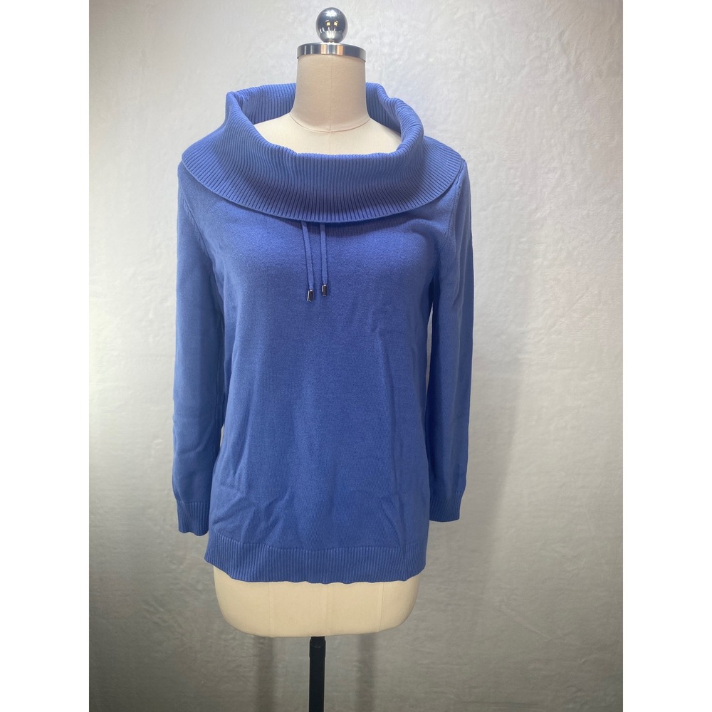 Chicos Womens Cowl Neck‎ Long Sleeve Knit M Sweater Periwinkle Blue Pullover